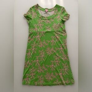 Lilly Pulitzer Green and Pink Coral Print Dress